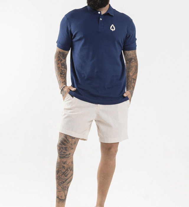 CAMISA GOLA POLO SUEDINE EGIPCIO AZUL MARINHO