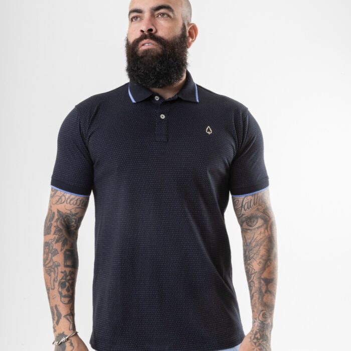 GOLA POLO PONTILHADA PRETA