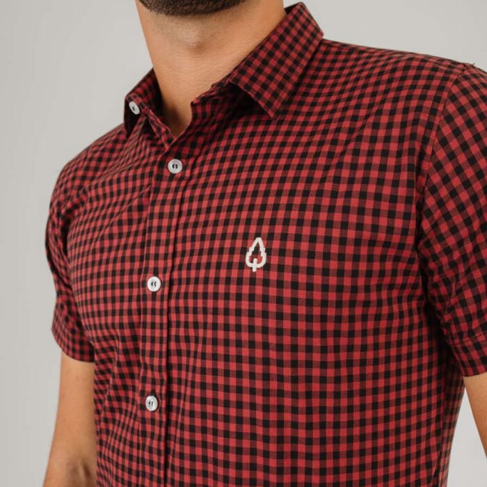 CAMISA MANGA CURTA XADREZ VINHO BOLD - BORDÔ