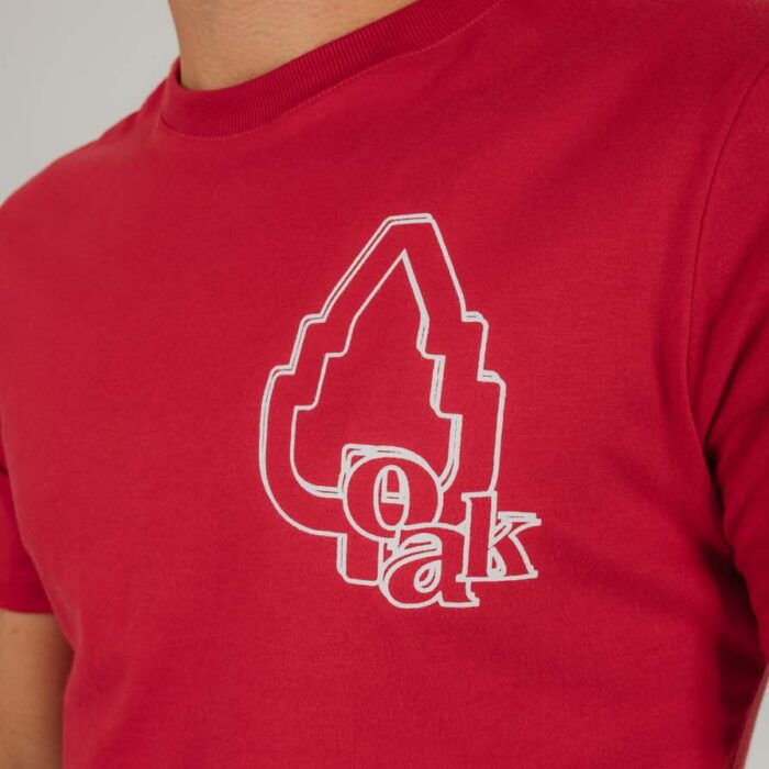 CAMISETA ESTAMPADA VERMELHA LONG LOGO OUTLINE BRANCO