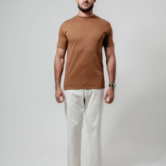 CAMISETA PIMA CUT MARROM CLARO