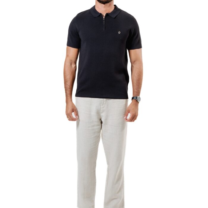 POLO TRAMA ZIP BLACK