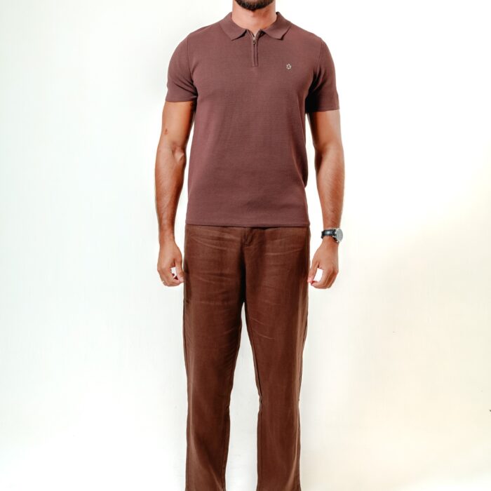 POLO TRAMA ZIP MOCHA
