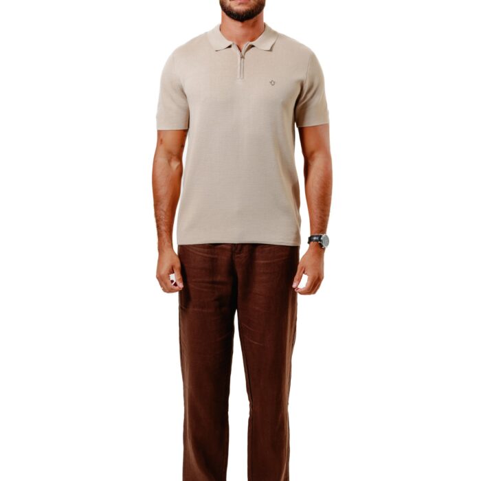 POLO TRAMA ZIP COFFEE