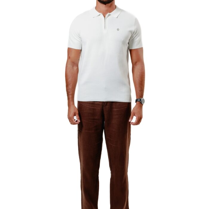 POLO TRAMA ZIP SAND