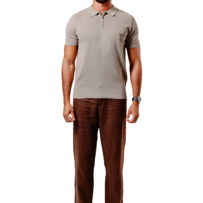 POLO TRAMA ZIP CAPPUCCINO