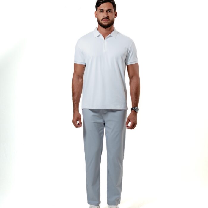 POLO TECH ZIP BLANC