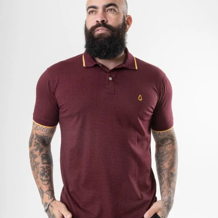 GOLA POLO PONTILHADO MARSALA BORDO