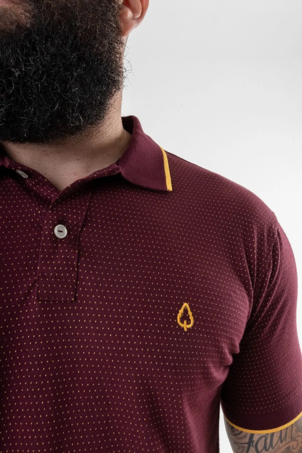 GOLA POLO PONTILHADO MARSALA BORDO - Imagem 4