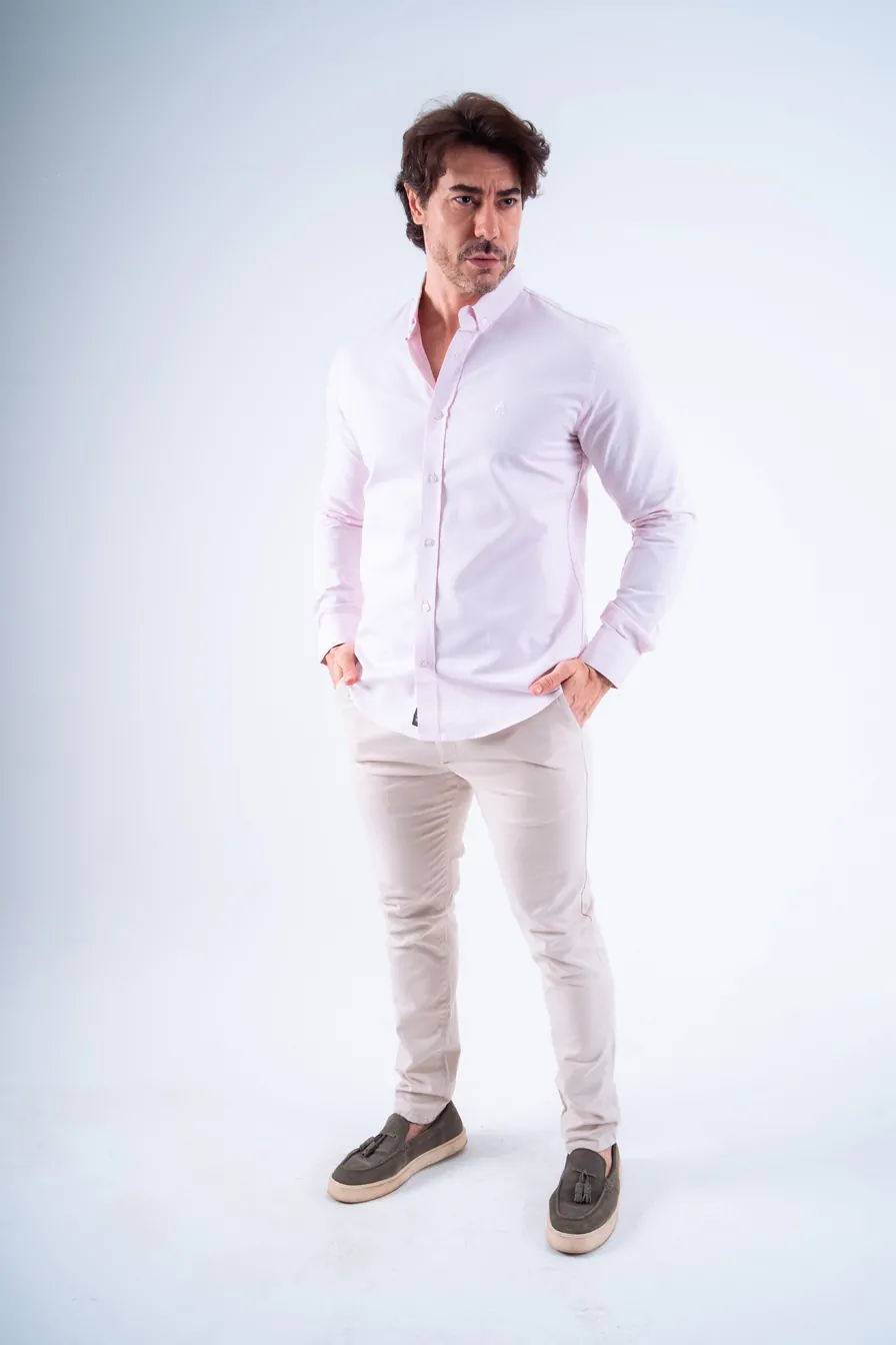 CAMISA MANGA LONGA OXFORD ROSA CLARO - Imagem 7