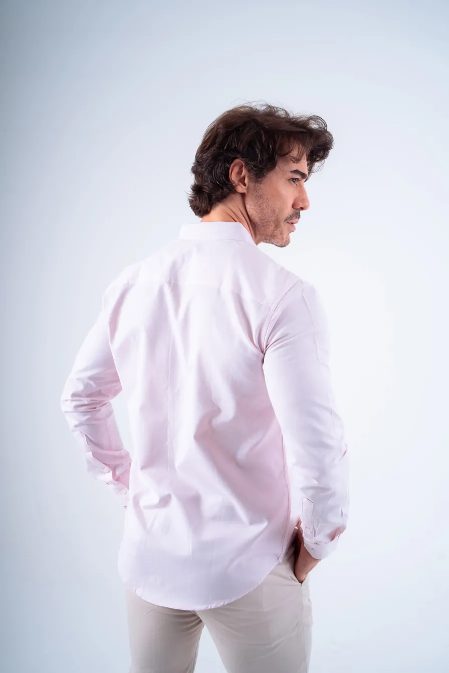 CAMISA MANGA LONGA OXFORD ROSA CLARO - Imagem 4