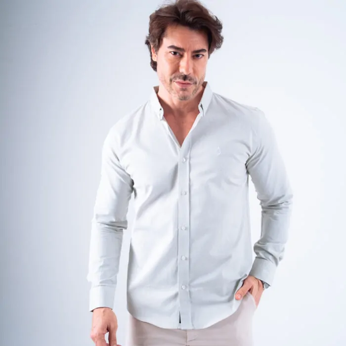 CAMISA MANGA LONGA OXFORD VERDE CLARO