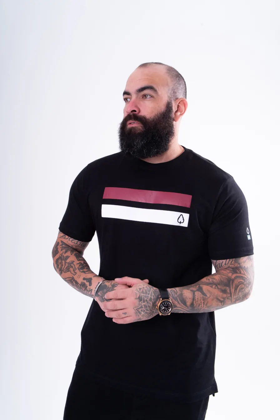 CAMISETA ESTAMPADA LONG BEST SELLER PRETA COM FAIXAS - Imagem 5