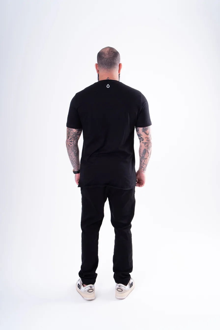 CAMISETA ESTAMPADA LONG BEST SELLER PRETA COM FAIXAS - Imagem 4