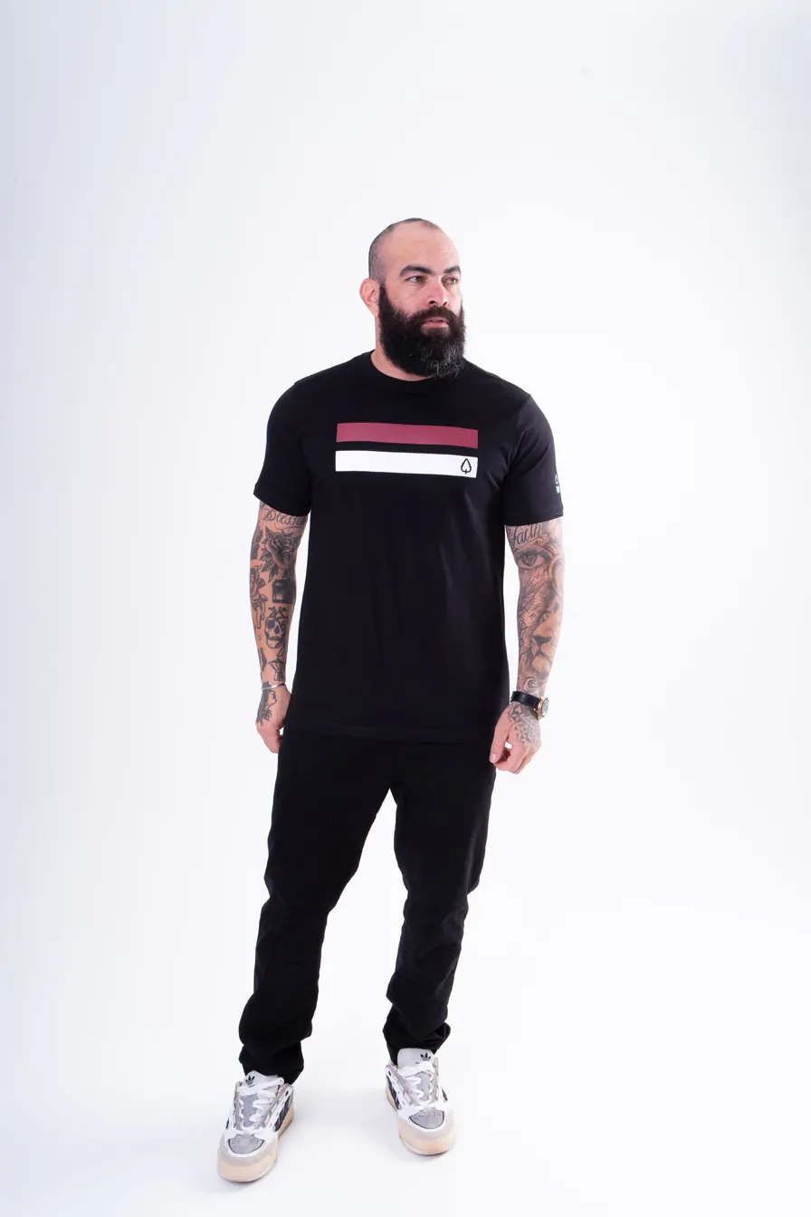 CAMISETA ESTAMPADA LONG BEST SELLER PRETA COM FAIXAS - Imagem 3